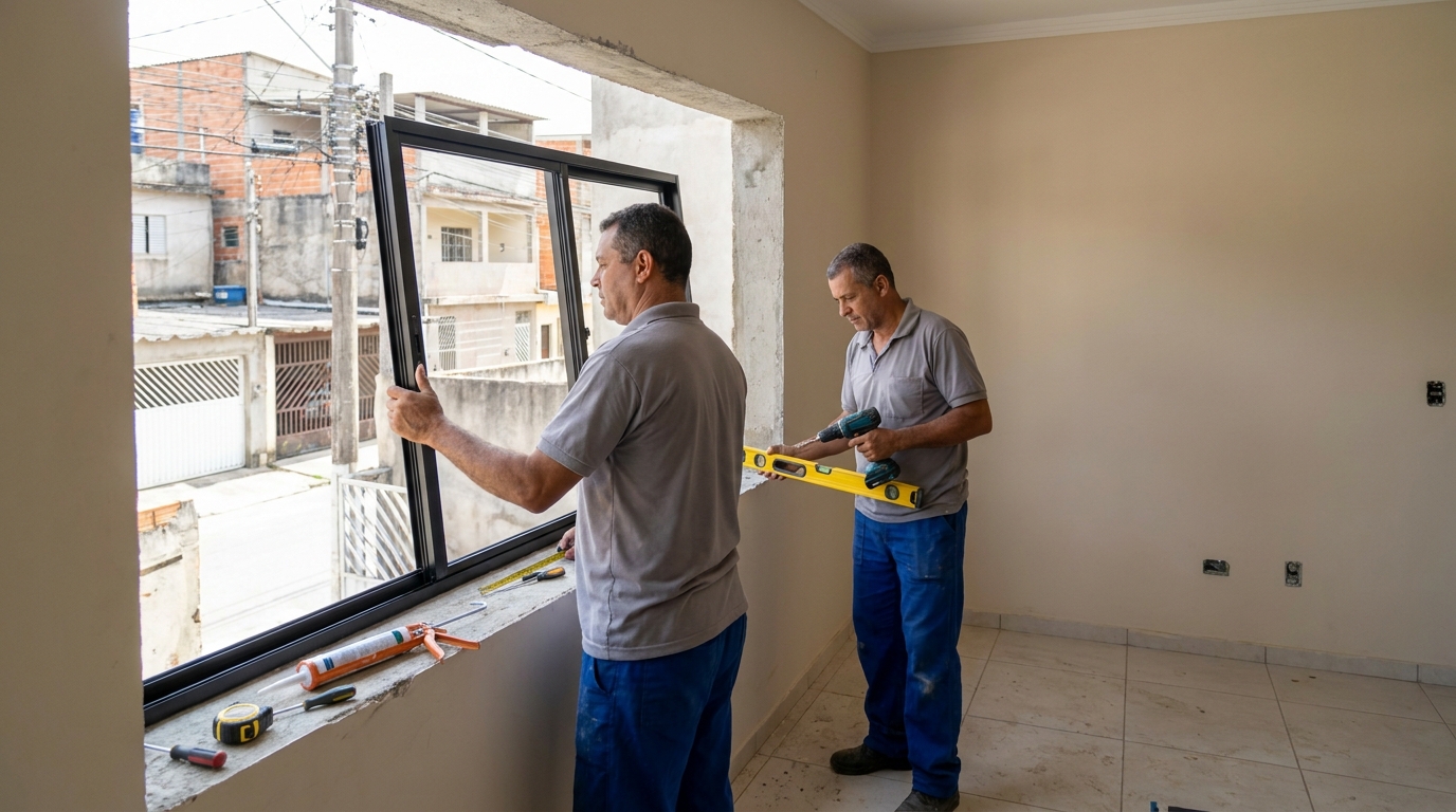 Esquadria de alumínio com vista para rua em Uberlândia-MG